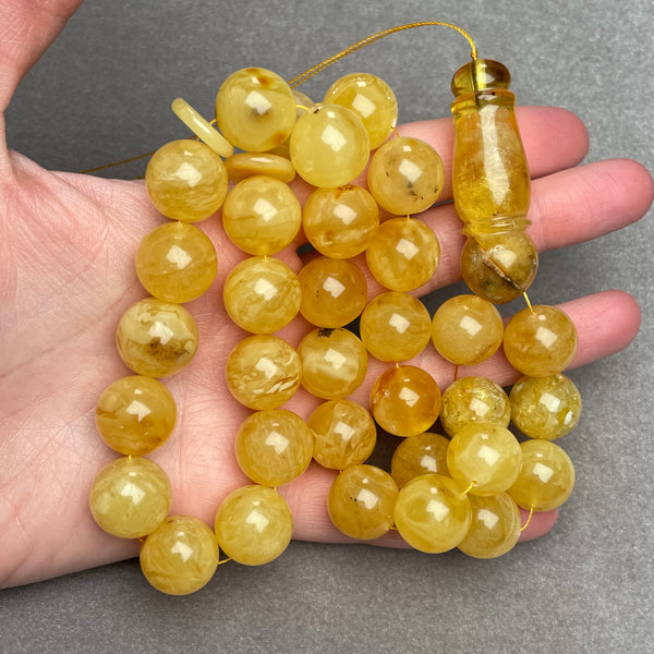 YELLOW AMBER ROSARY 15,9mm 80,8g