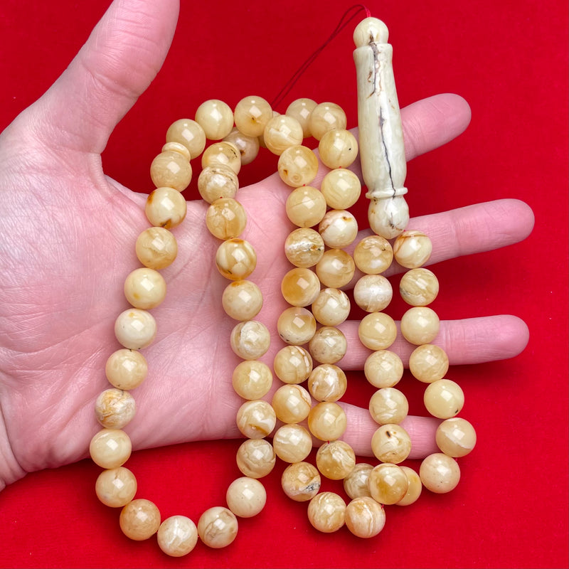 WHITE AMBER ROSARY 12,7mm 85,3g