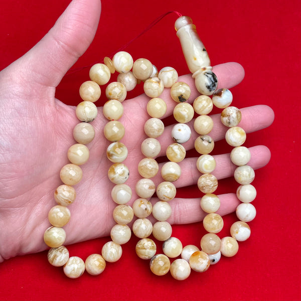 WHITE AMBER ROSARY 12,2mm 72,4g