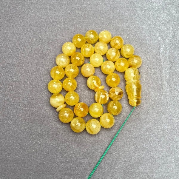 YELLOW AMBER ROSARY 13,5mm 50,4g