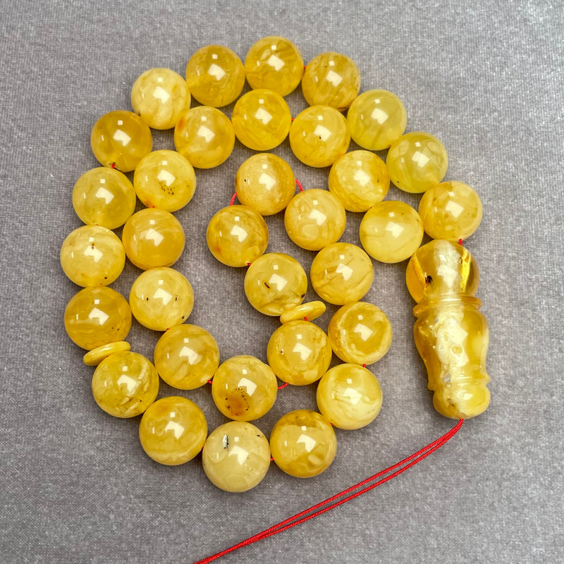 YELLOW AMBER ROSARY 13,5mm 50,6g