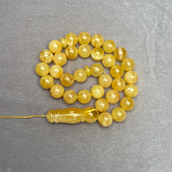 YELLOW AMBER ROSARY 13,6mm 55,3g