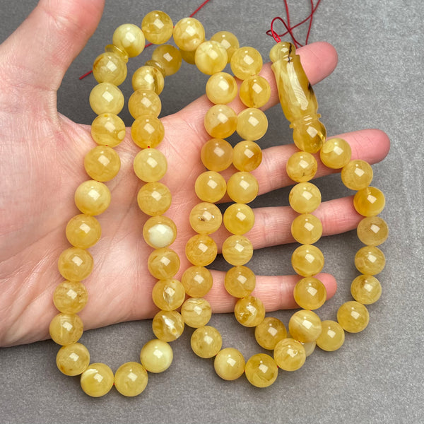 YELLOW AMBER ROSARY 12,9mm 81g