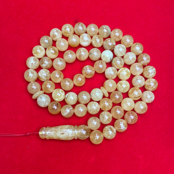 YELLOW/WHITE AMBER ROSARY 12,4mm 72g