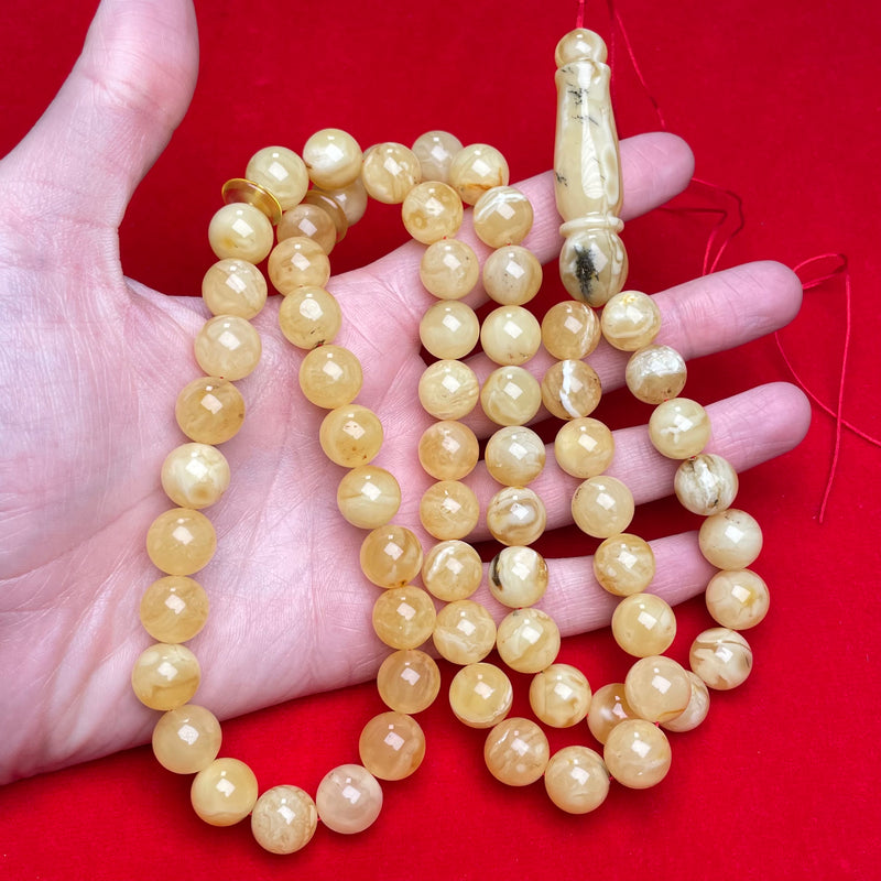 YELLOW/WHITE AMBER ROSARY 12,2mm 73,3g