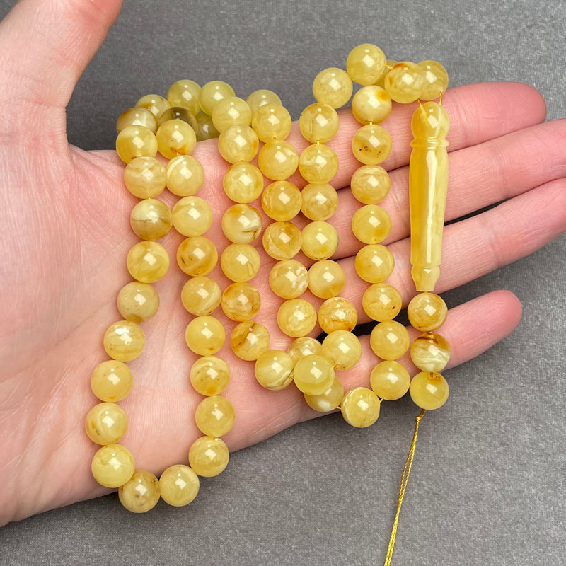 YELLOW AMBER ROSARY 10,1mm 41,6g