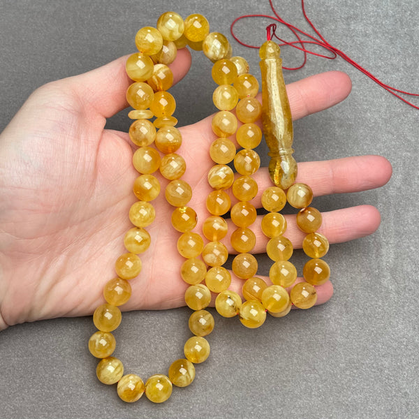 YELLOW AMBER ROSARY 11,7mm 65,8g