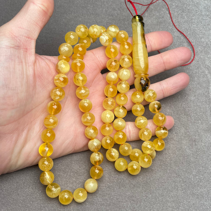 YELLOW AMBER ROSARY 10,7mm 51g