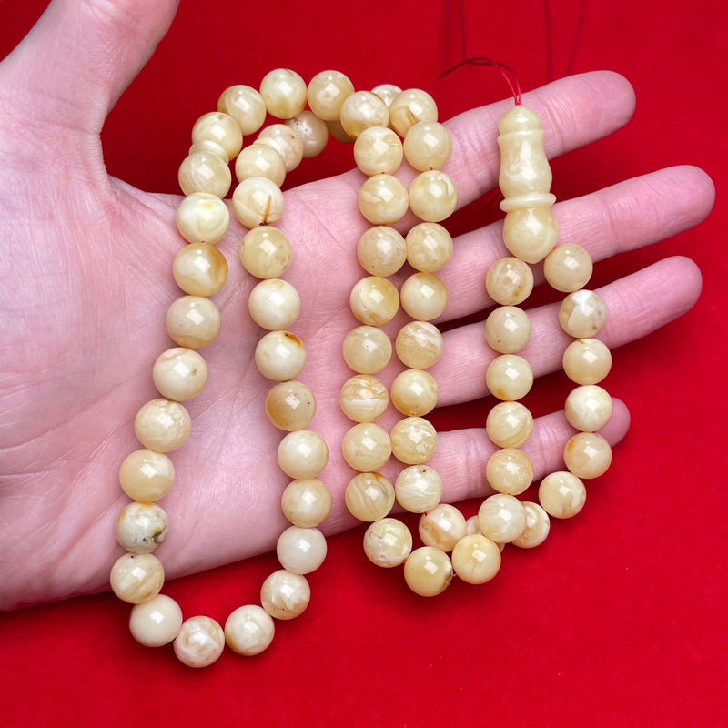 WHITE AMBER ROSARY 11,1mm 52g