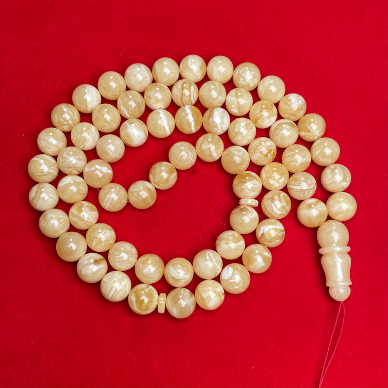 *TIGER WHITE AMBER ROSARY 14,7mm 122,6g