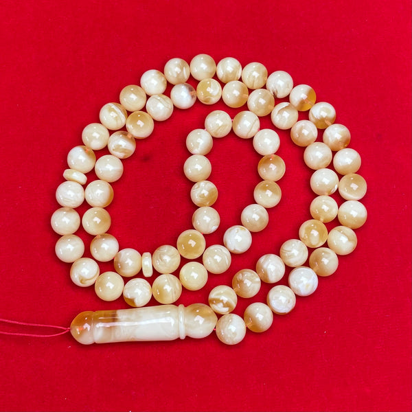 *HONEY TIGER WHITE AMBER ROSARY 10,9mm 51,4g