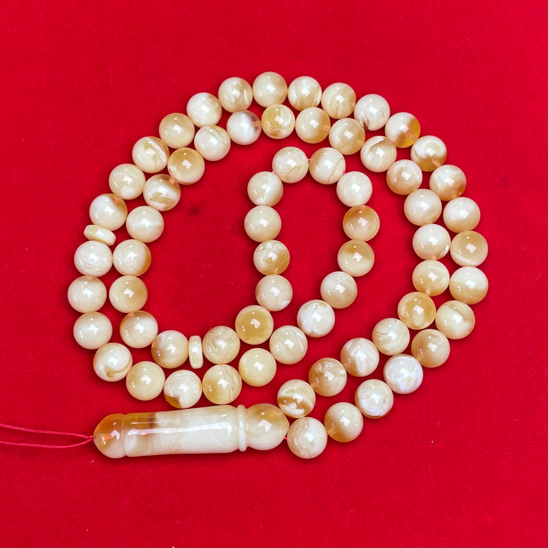 *HONEY TIGER WHITE AMBER ROSARY 10,9mm 51,4g