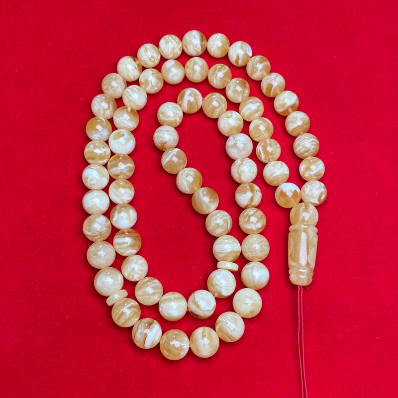 *HONEY TIGER WHITE AMBER ROSARY 12,8mm 77,6g