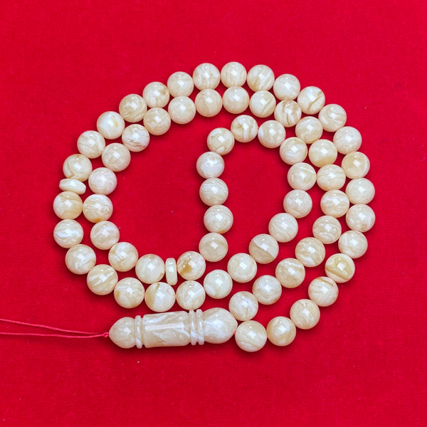 *TIGER WHITE AMBER ROSARY 10,2mm 42,7g