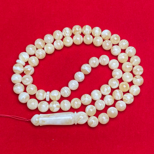 *TIGER WHITE AMBER ROSARY 10,9mm 50,2g