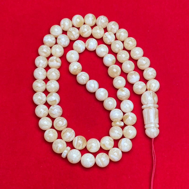 *TIGER WHITE AMBER ROSARY 10,9mm 49,5g