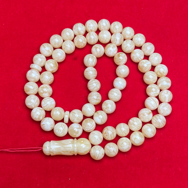 *TIGER WHITE AMBER ROSARY 10,8mm 49g