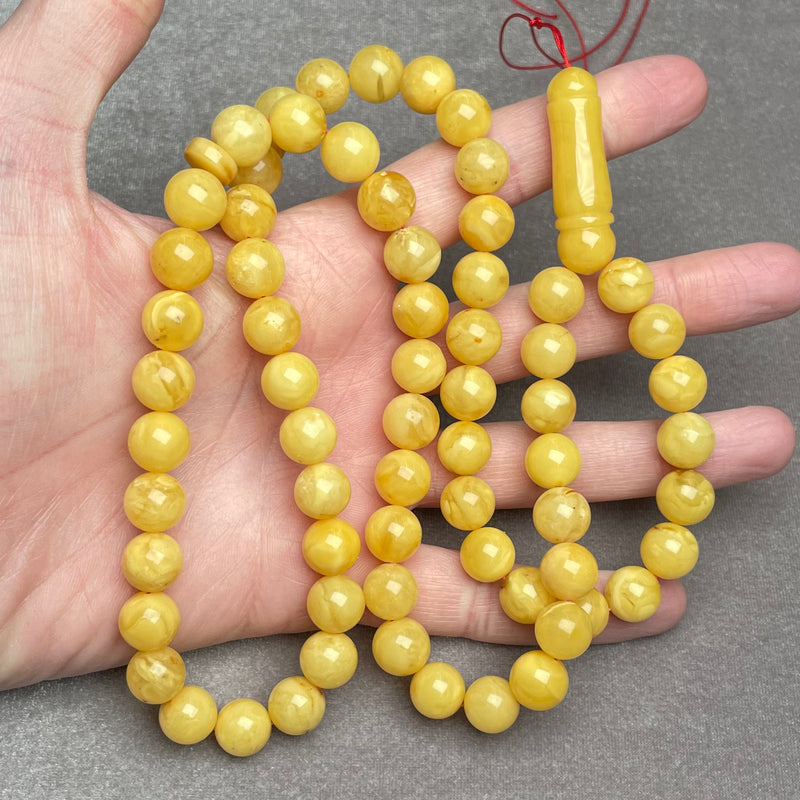 YELLOW AMBER ROSARY 10,6mm 47,9g