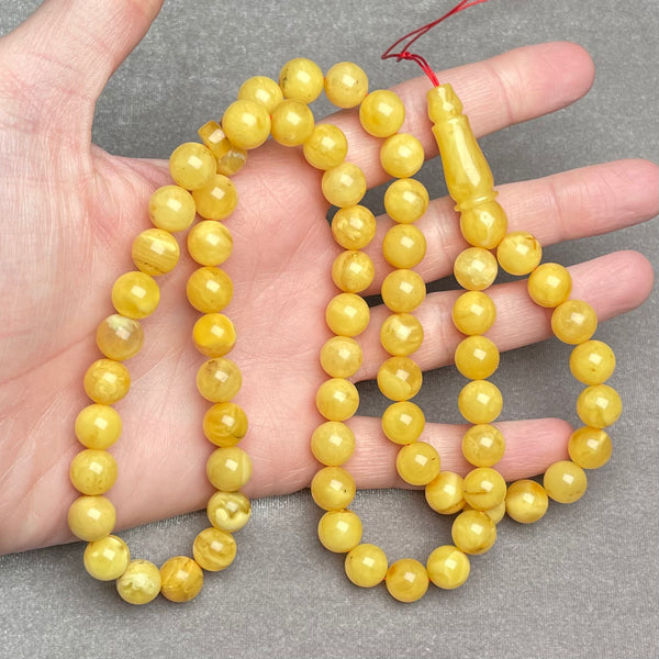 YELLOW AMBER ROSARY 10,3mm 40,6g