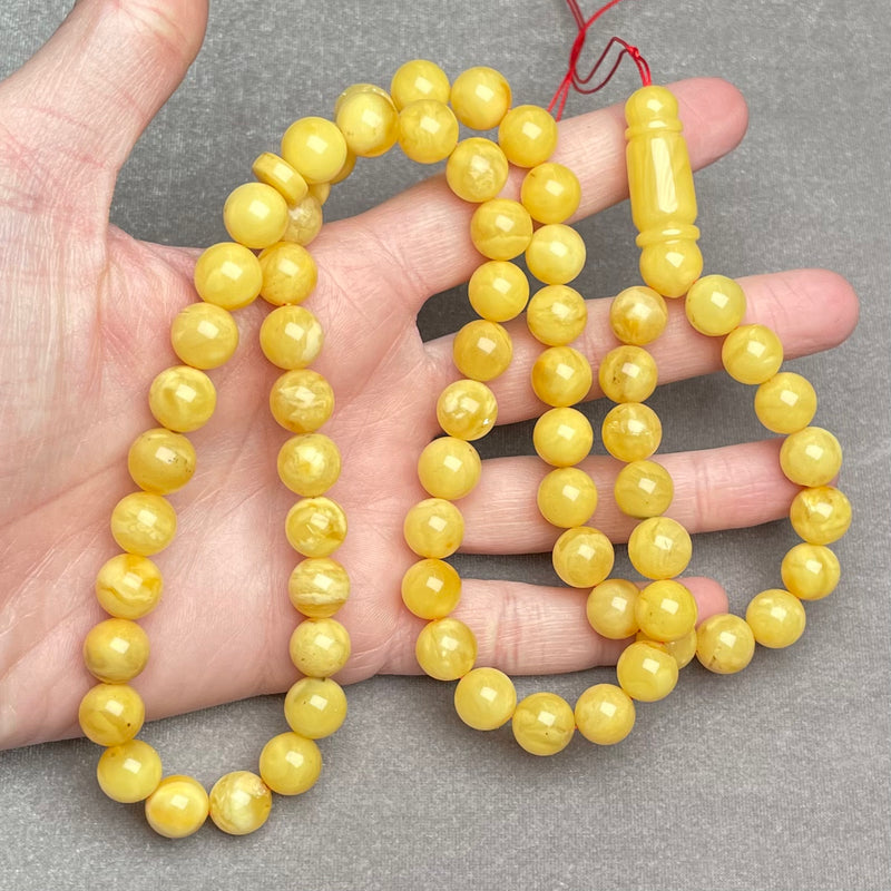 YELLOW AMBER ROSARY 10,9mm 47,9g