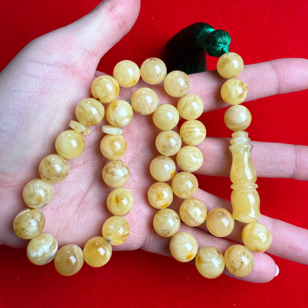 Gift for Muslim Tasbih|Misbaha Baltic Amber 33 Prayer Beads 12.1mm 44.1g