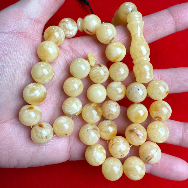 Amber Prayer Beads Islamic Tasbih Misbaha 33 Muslim Rosary 12.7mm 47.5g