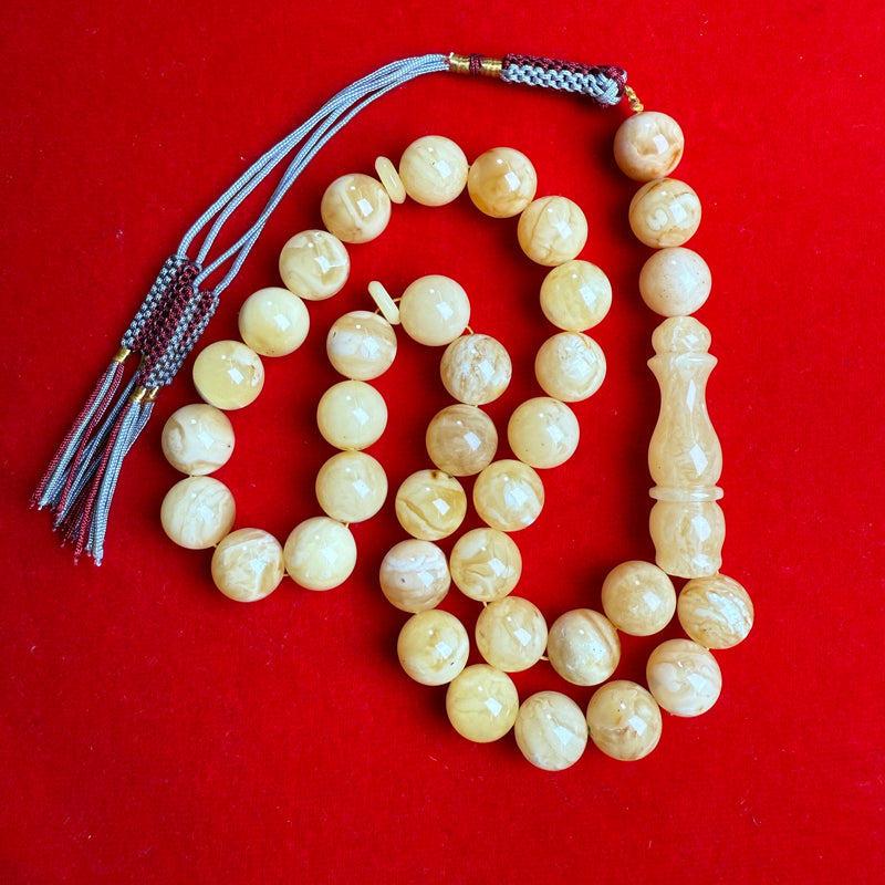 Natural Amber Islamic Rosary Tasbih Misbaha 33 Prayer Beads 12.5mm 32.5g