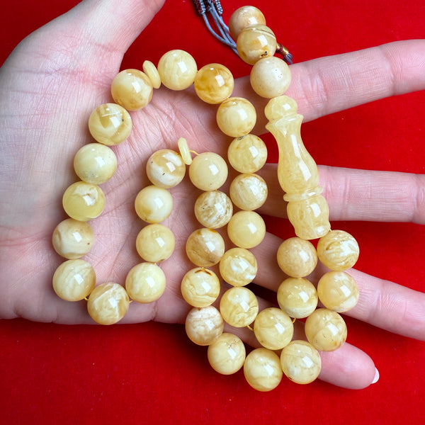 Natural Amber Islamic Rosary Tasbih Misbaha 33 Prayer Beads 12.5mm 32.5g