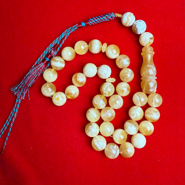 Islamic 33 Prayer Beads Tasbih Misbaha Natural Baltic Amber 12.9mm 37.6g
