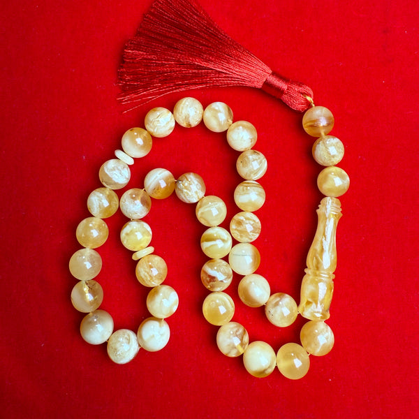 Natural Amber Islamic Rosary Tasbih Misbaha 33 Prayer Beads 12.4mm 44g