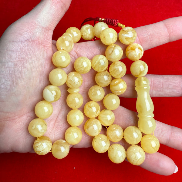 Islamic Misbaha Tasbih Rosary Amber 33 Prayer Beads Gift 12.4mm 38.4g