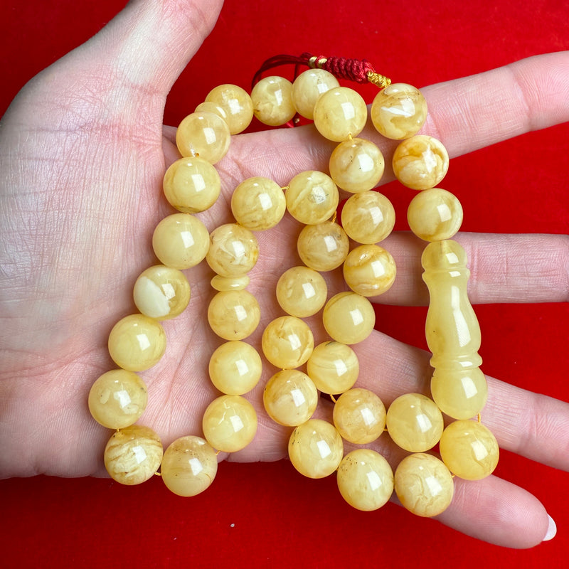 Islamic Misbaha Tasbih Rosary Amber 33 Prayer Beads Gift 12.4mm 38.4g