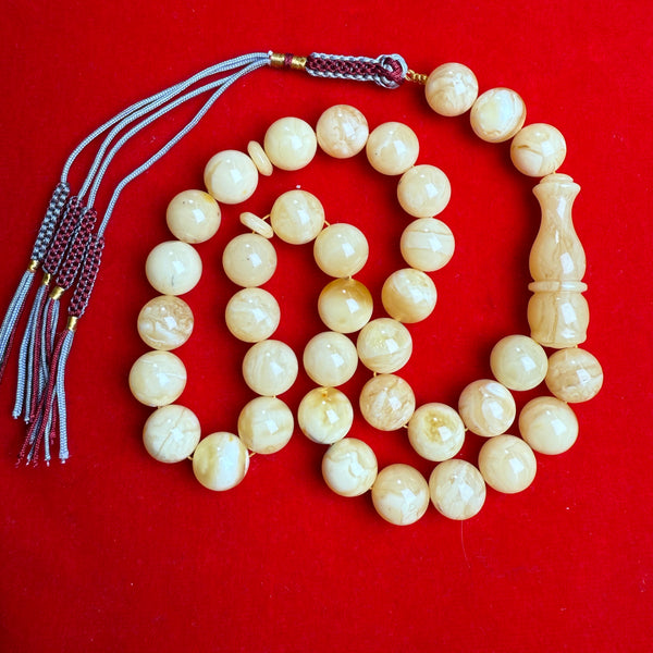 Natural Baltic Amber Tasbih Misbaha Islamic 33 Prayer Beads 12.7mm 44.5g