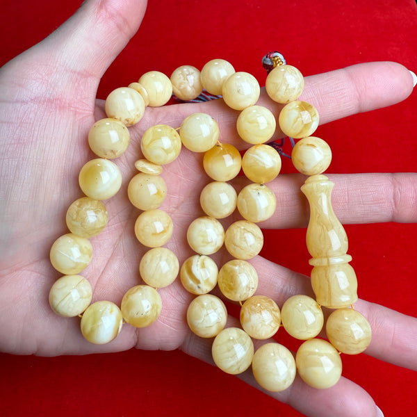 Natural Baltic Amber Tasbih Misbaha Islamic 33 Prayer Beads 12.7mm 44.5g