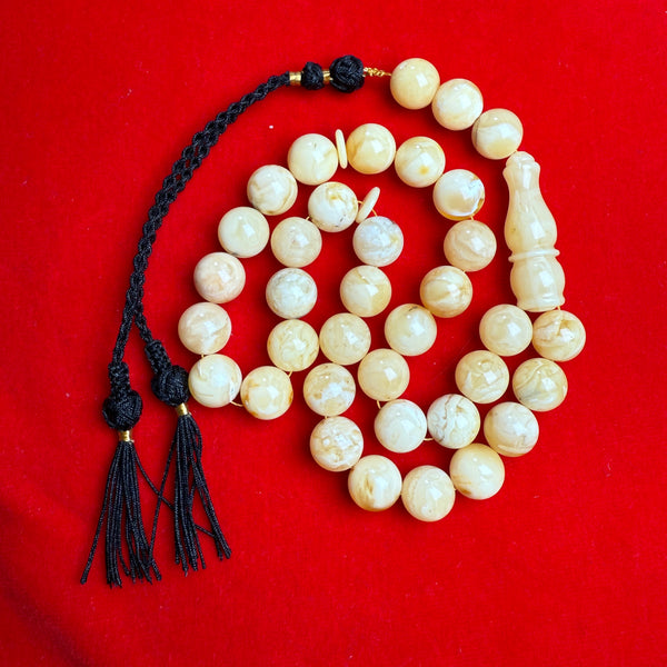 Amber Prayer Beads Islamic Tasbih Misbaha 33 Muslim Rosary 12.7mm 37.2g