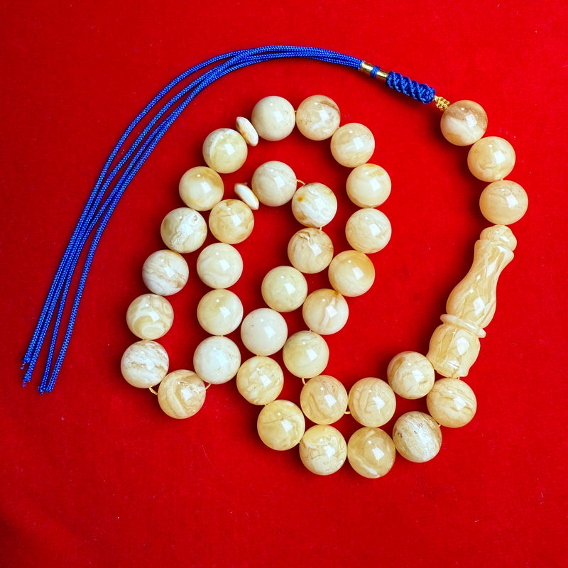 Islamic 33 Prayer Beads Tasbih Misbaha Natural Baltic Amber 12.9mm 38.5g