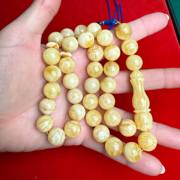 Islamic 33 Prayer Beads Tasbih Misbaha Natural Baltic Amber 12.9mm 38.5g