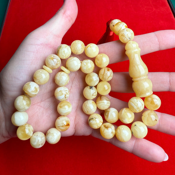 Islamic Misbaha Tasbih Rosary Amber 33 Prayer Beads Gift 12.5mm 49.5g