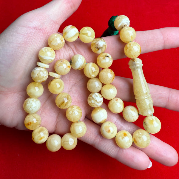 Natural Baltic Amber Tasbih Misbaha Islamic 33 Prayer Beads 12.2mm 43.7g
