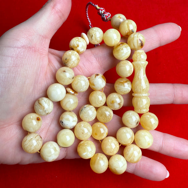 Islamic 33 Prayer Beads Tasbih Misbaha Natural Baltic Amber 12.7mm 47.1g