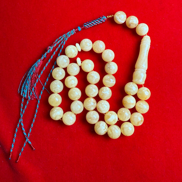 Natural Amber Islamic Rosary Tasbih Misbaha 33 Prayer Beads 12.9mm 48.4g
