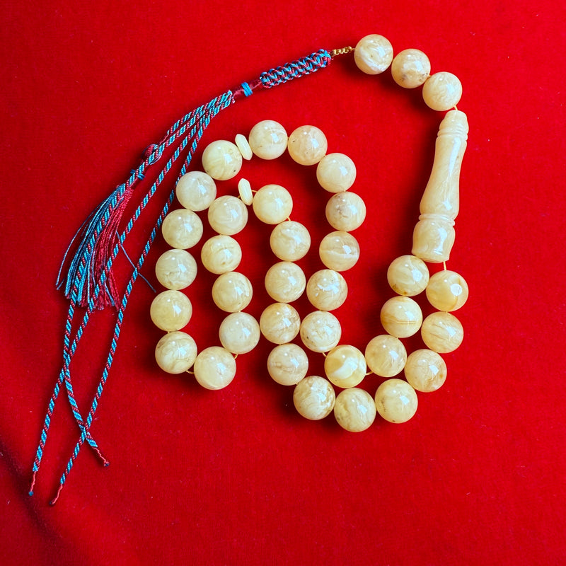 Natural Amber Islamic Rosary Tasbih Misbaha 33 Prayer Beads 12.9mm 48.4g