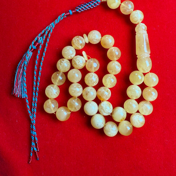 Natural Amber Islamic Rosary Tasbih Misbaha 33 Prayer Beads 12.4mm 45.5g