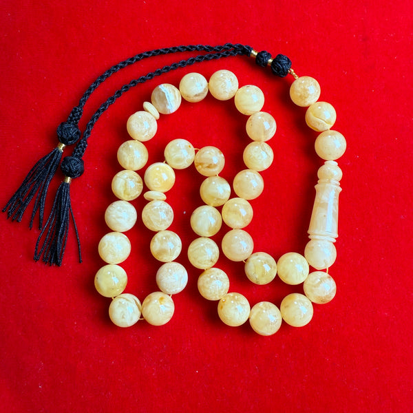 Natural Amber 33 Prayer Beads Tasbih Misbaha Islamic Rosary 12.6mm 44.6g