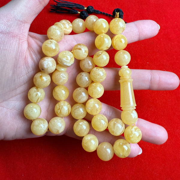 Natural Amber 33 Prayer Beads Tasbih Misbaha Islamic Rosary 12.6mm 44.6g