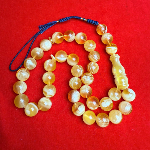 *HONEY WHITE AMBER MISBAHA 14.8mm 69.7g