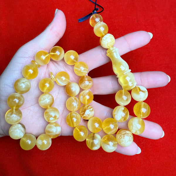 *HONEY WHITE AMBER MISBAHA 14.8mm 69.7g