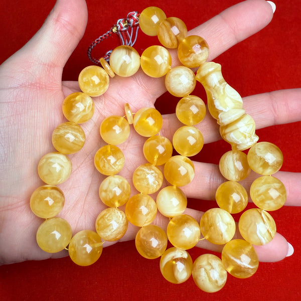 *EXCLUSIVE HONEY WHITE AMBER MISBAHA 13.9mm 65.3g