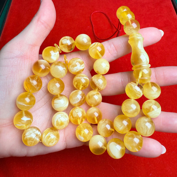 *HONEY WHITE AMBER MISBAHA 14mm 60.5g