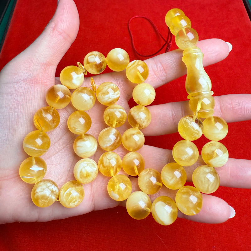 *HONEY WHITE AMBER MISBAHA 14mm 60.5g